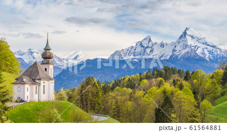 Pilgrimage church of Maria Gern with Watzmann mountain, Bavaria, Germany 61564881