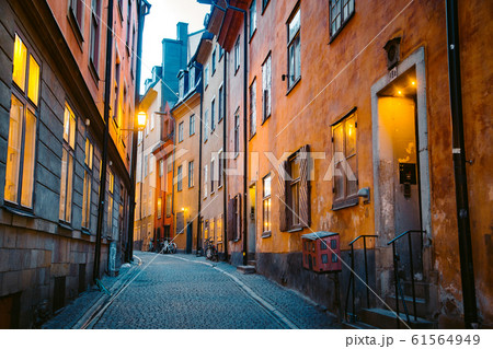 Stockholm's Gamla Stan old town district at night, Sweden Stockholm's Gamla Stan old town district at night, Sweden 61564949
