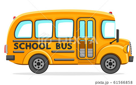 Empty school bus close-up on a white background. Empty school bus close-up on a white background. 61566858