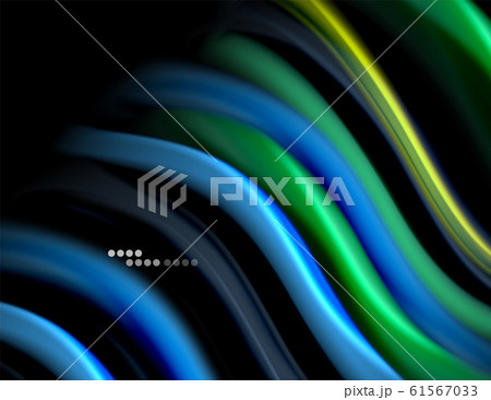 Silk smooth lines on black, liquid fluid color waves. Vector Illustration Silk smooth lines on black, liquid fluid color waves. Vector Illustration 61567033