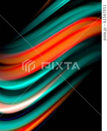 Silk smooth lines on black, liquid fluid color waves. Vector Illustration Silk smooth lines on black, liquid fluid color waves. Vector Illustration 61567051