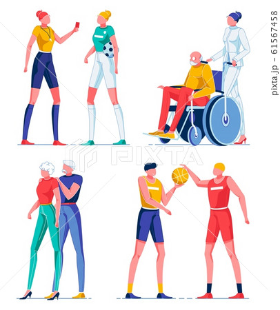 Referee, Man in Wheelchair, Playing Basketbal. Referee, Man in Wheelchair, Playing Basketbal. 61567458