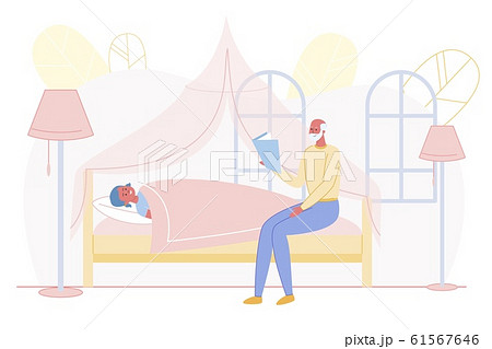 Grandfather Reading Fairytale to Little Girl. 61567646