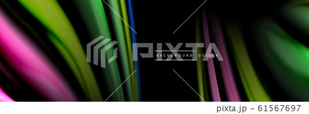 Silk and smooth flow wave poster design. Color waves, liquid style lines and shapes in black color background Silk and smooth flow wave poster design. Color waves, liquid style lines and shapes in black color background 61567697