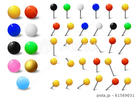 Colored various pushpins, map tacks and pins Colored various pushpins, map tacks and pins 61569031