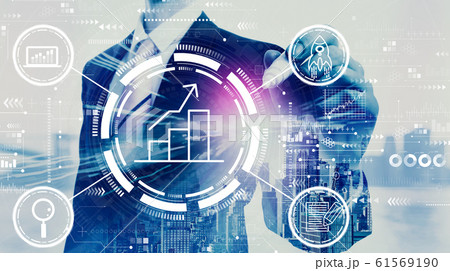 Business growth analysis with businessman Business growth analysis with businessman 61569190