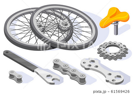Bicycle Service Isometric Set Bicycle Service Isometric Set 61569426