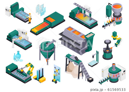 Glass Production Isometric Collection 61569533