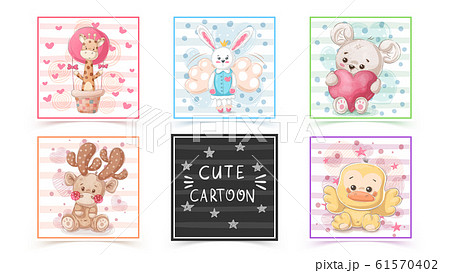 Set cute animals - idea for print t-shirt 61570402