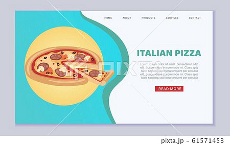 Italian pizza fresh and hot delivery pizzeria web template vector illustration. Pizzeria, order italian pizza webpage. Italian pizza fresh and hot delivery pizzeria web template vector illustration. Pizzeria, order italian pizza webpage. 61571453