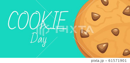 Chocolate chip cookie, homemade biscuit isolated on blue background vector illustration. 61571901