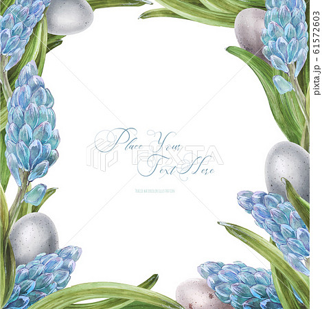 Easter watercolor square frame with hyachinth Easter watercolor square frame with hyachinth 61572603