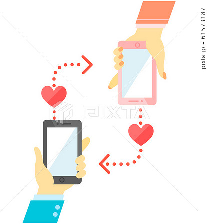 スマホで男女婚活マッチングのイラスト素材