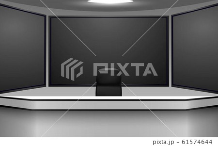 white table and lcds background in the news studio room 61574644