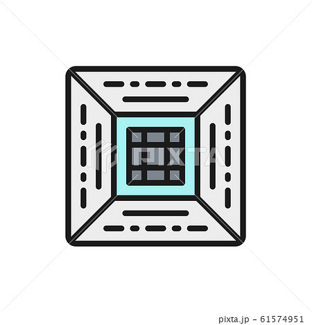 Air conditioner filter, central air conditioning flat color line icon. 61574951