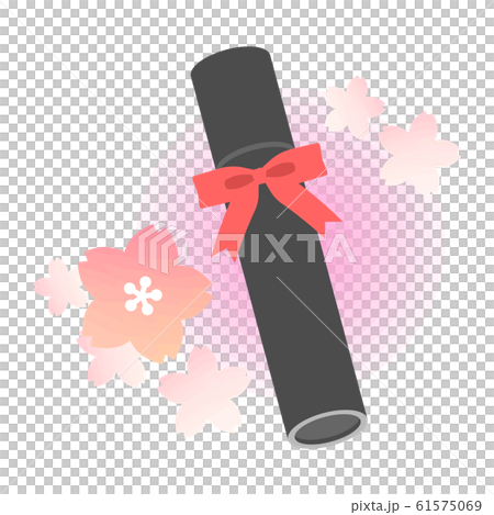 卒業証書　卒業式　桜 61575069