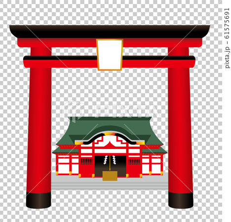 Illustration Of The Torii Gate And The Shrine Stock Illustration