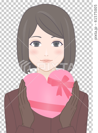 心形禮物鮑勃風格外套的女人 61575805