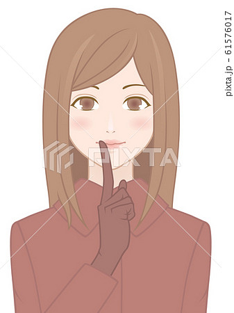秘密のポーズの女性１ ロングヘア コートのイラスト素材