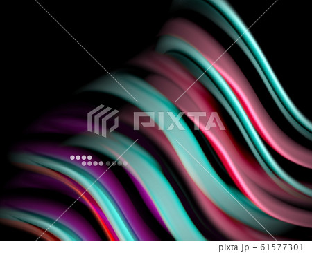 Silk smooth lines on black, liquid fluid color waves. Vector Illustration 61577301