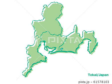 東海地方 日本エリアマップのイラスト素材