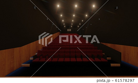 映画館　人なし　座席広げたイラスト2-31 61578297