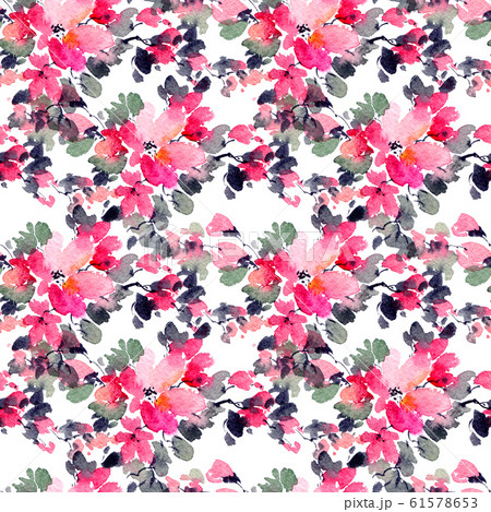 Watercolor red flowers 61578653