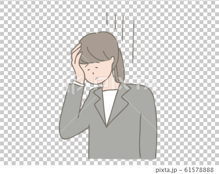 頭を抱えるスーツ姿の女性 頭を抱えるスーツ姿の女性 61578888