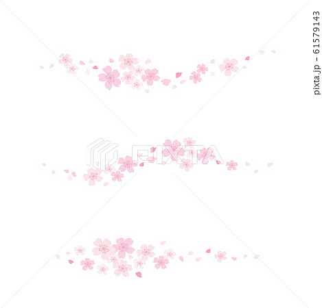 桜の花のラインセット 桜吹雪 ピンクのイラスト素材