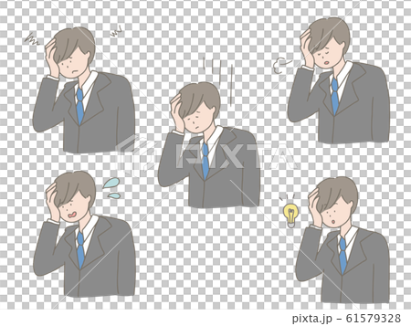 A man in a suit holding his head A man in a suit holding his head 61579328