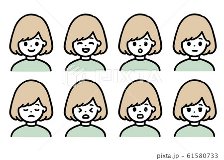 女性 表情 イラストのイラスト素材
