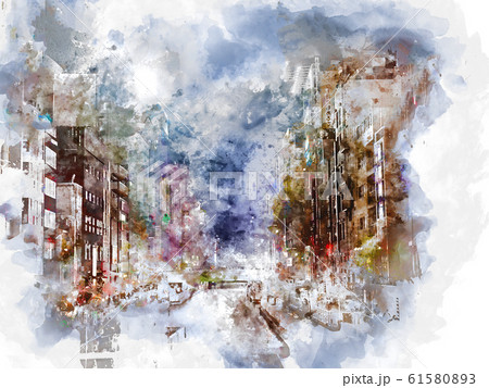 Abstract colorful cityscape building and walking street in Osaka, Japan on watercolor illustration painting background. Abstract colorful cityscape building and walking street in Osaka, Japan on watercolor illustration painting background. 61580893