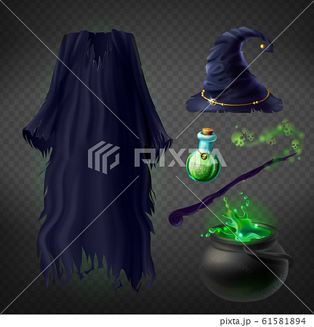 witch costume, set of magic accessories 61581894