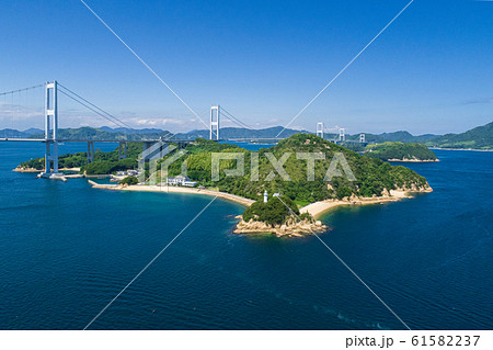 馬島と来島海峡（しまなみ海道）　空撮 61582237