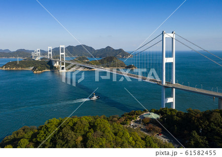 来島海峡(しまなみ海道) 空撮 来島海峡(しまなみ海道) 空撮 61582455