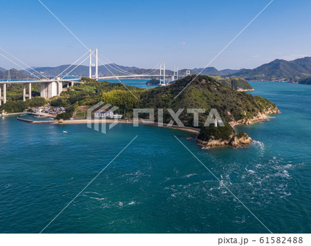 来島海峡の渦潮を俯瞰した地域風景 61582488
