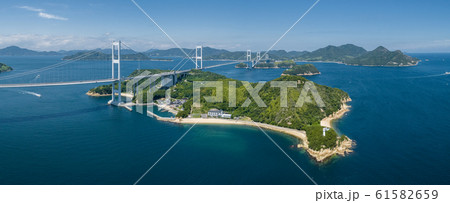 馬島と来島海峡（しまなみ海道）　空撮 61582659