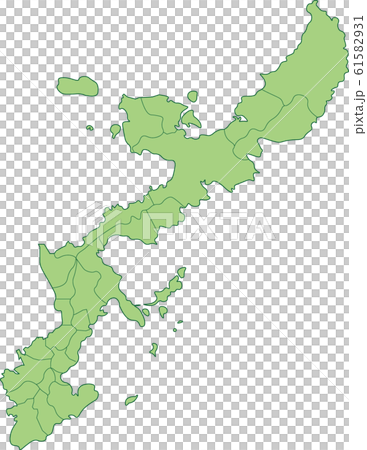 沖縄県地図 市町村別のイラスト素材