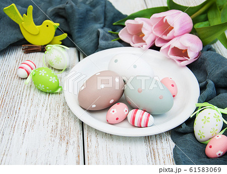 Easter eggs and tulips Easter eggs and tulips 61583069
