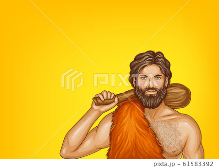 pop art caveman in fur loincloth 61583392