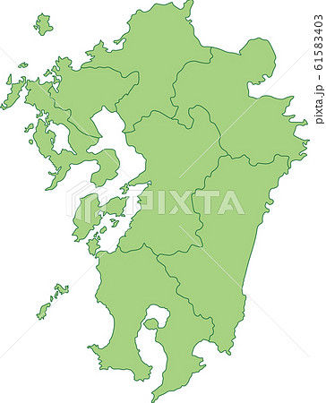 九州地方の地図のイラスト素材