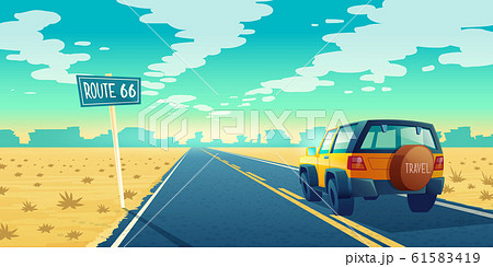 cartoon desert landscape with road cartoon desert landscape with road 61583419