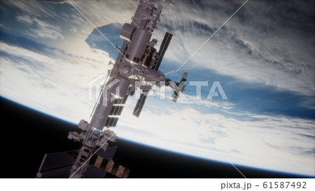 8K Earth and outer space station iss 8K Earth and outer space station iss 61587492