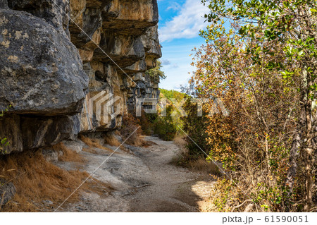 Landscape view near Balazuc in France, Ardeche district 61590051