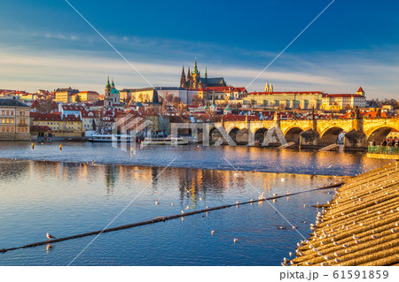 Prague Castle and Charles bridge above Vltava Prague Castle and Charles bridge above Vltava 61591859