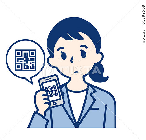 社会人(スマホ・QRコード・ペイ・女性) 61593569
