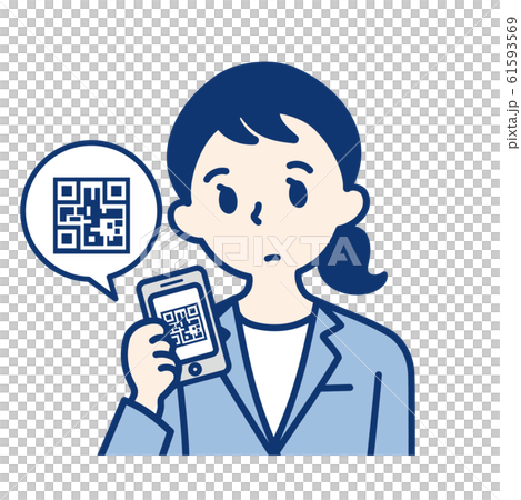社会人(スマホ・QRコード・ペイ・女性) 61593569