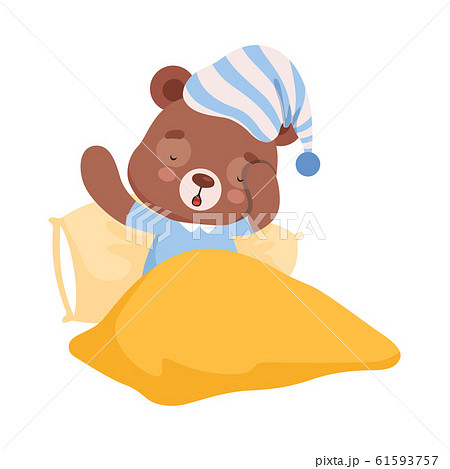 Sleepy Bear Character Yawning Getting Ready To Stock Illustration