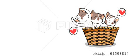 Kawaii Cat Characters Inside Basketのイラスト素材