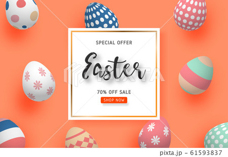 Happy Easter sale banner template with colorful Happy Easter sale banner template with colorful 61593837